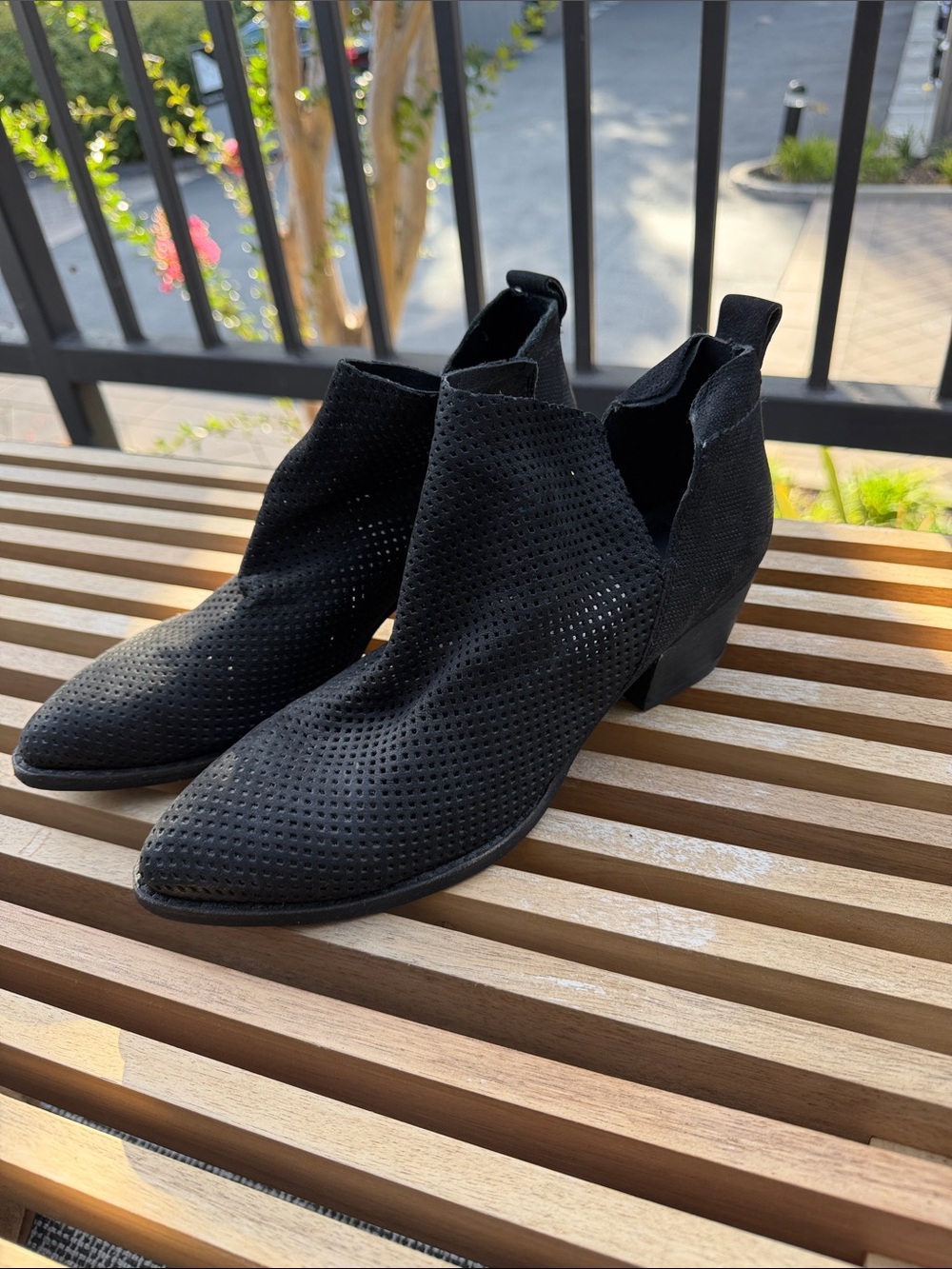 Dolce Vita Black Perforated Pointed Ankle Booties